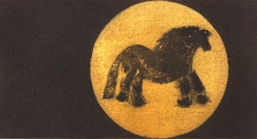 Peinture intitulée "Lascaux cheval dit" par Michel Cabon, Œuvre d'art originale