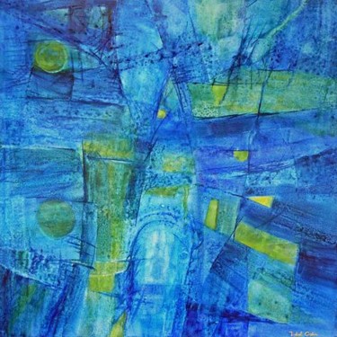 Painting titled "Deep Blue" by Michel Cabon, Original Artwork, Oil
