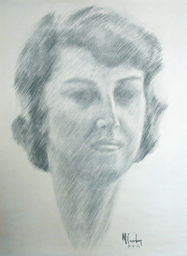 Dessin intitulée "Portrait de Thérèse…" par Michel Cabon, Œuvre d'art originale