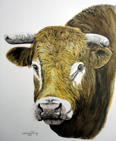 LE LIMOUSIN D'ISA Peinture intitulée "LE LIMOUSIN D'ISA" par Michel Cendra-Terrassa, Œuvre d'art originale, Aquarelle