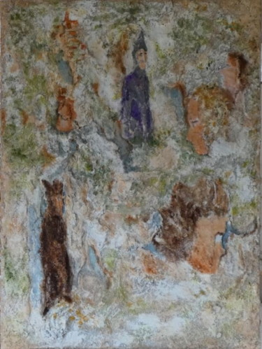 Peinture intitulée "Le village" par Michel Darves, Œuvre d'art originale, Acrylique