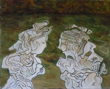 Peinture intitulée "Une étrange convers…" par Michel Darves, Œuvre d'art originale, Acrylique