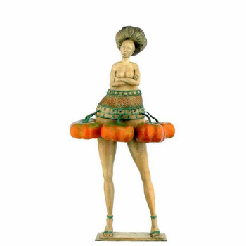 Sculpture intitulée "mannequin aux citro…" par Micheldejos, Œuvre d'art originale