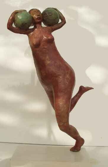Sculpture intitulée "voleuse de pasteques" par Micheldejos, Œuvre d'art originale