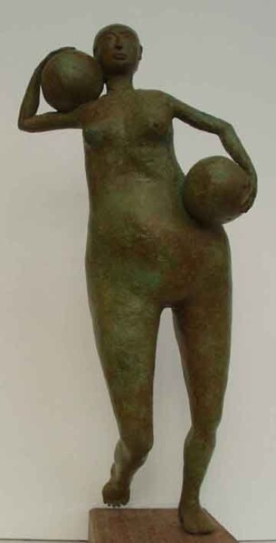 Sculpture intitulée "voleuse de pasteque…" par Micheldejos, Œuvre d'art originale