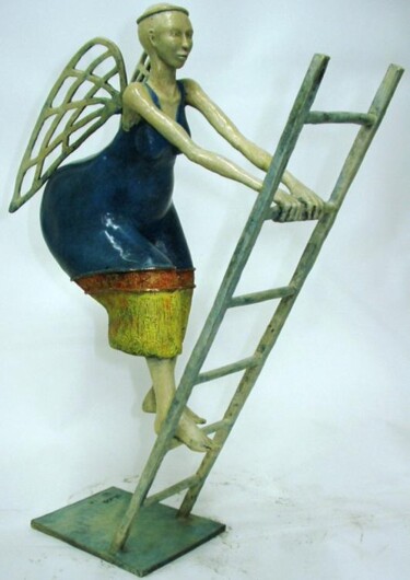 Sculpture intitulée "Ange qui monte à l'…" par Micheldejos, Œuvre d'art originale