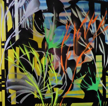 Картина под названием "pourquoi" - Berny, Подлинное произведение искусства, Рисунок распылителем краски Установлен на Деревя…