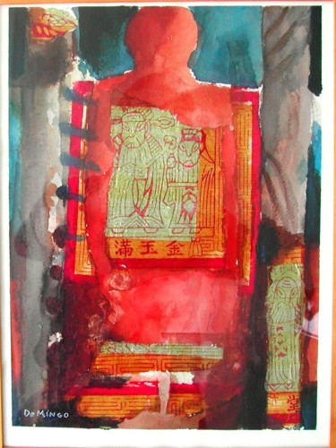 Painting titled "carnet d'Asie - Aqu…" by Michel De Mingo, Original Artwork, Oil