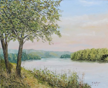 Pintura intitulada "La Seine à Rosny su…" por Michel De Ruyck, Obras de arte originais, Óleo