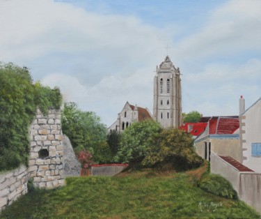 Peinture intitulée "Eglise de Beaumont…" par Michel De Ruyck, Œuvre d'art originale, Huile