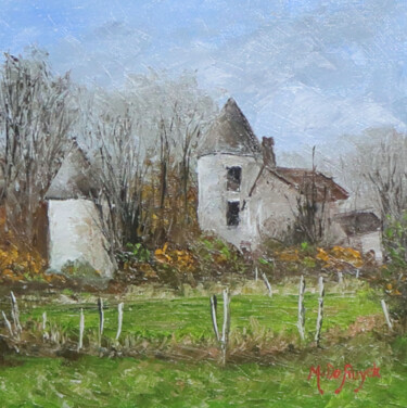 Painting titled "Manoir à Ménilles (…" by Michel De Ruyck, Original Artwork, Oil Mounted on Cardboard