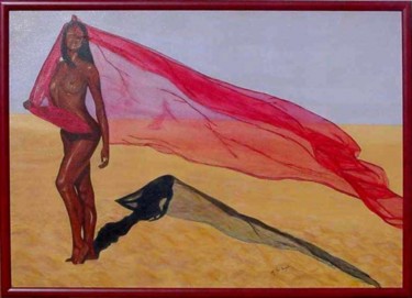 Peinture intitulée "la femme au voile" par Michel De Ruyck, Œuvre d'art originale, Huile