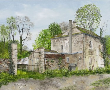 Peinture intitulée "la maison abandonnée" par Michel De Ruyck, Œuvre d'art originale, Huile