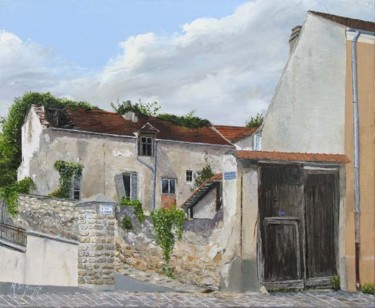 Painting titled "7 rue de l'église a…" by Michel De Ruyck, Original Artwork, Oil