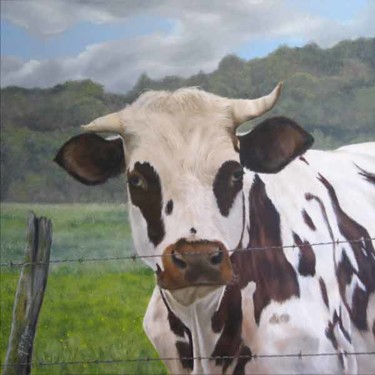 Painting titled "Ah! la vache!" by Michel De Ruyck, Original Artwork, Oil