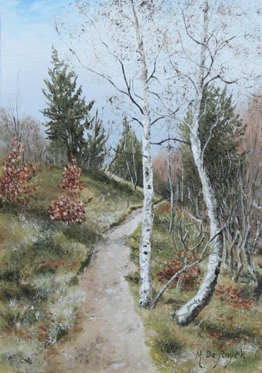 Painting titled "Sentier des Vosges" by Michel De Ruyck, Original Artwork, Oil