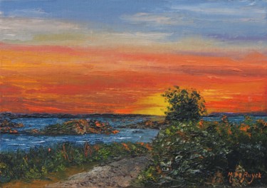 Peinture intitulée "coucher de soleil à…" par Michel De Ruyck, Œuvre d'art originale
