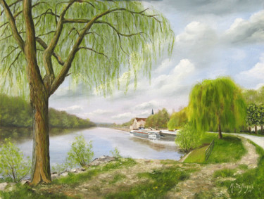 Painting titled "Andrésy au printemps" by Michel De Ruyck, Original Artwork