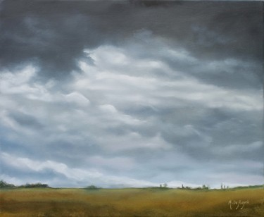 Peinture intitulée "ciel menaçant sur l…" par Michel De Ruyck, Œuvre d'art originale, Huile