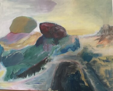 Peinture intitulée "Deux rochers" par Michèle Bachelet, Œuvre d'art originale, Huile