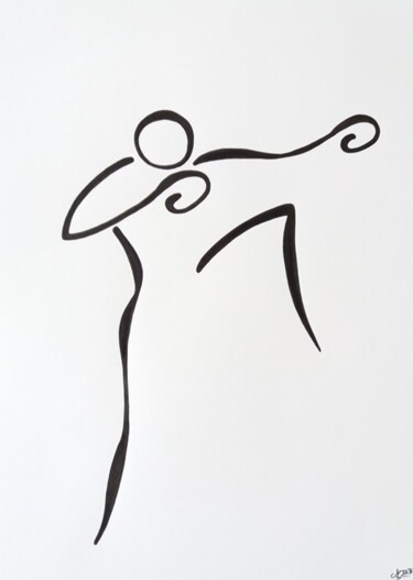 Desenho intitulada "Boxe" por Michèle Baylet-Brunet, Obras de arte originais, Tinta