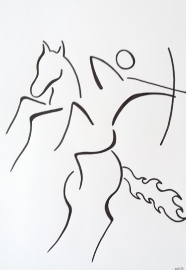 Dibujo titulada "Amazone" por Michèle Baylet-Brunet, Obra de arte original, Tinta