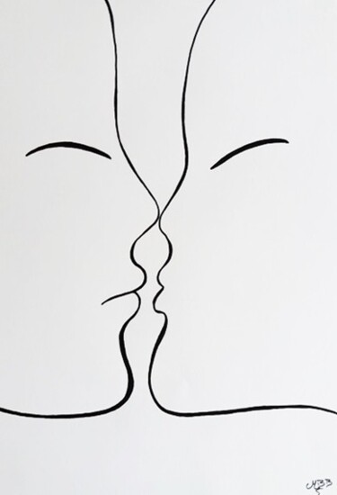 Dibujo titulada "Amour partagé" por Michèle Baylet-Brunet, Obra de arte original, Tinta