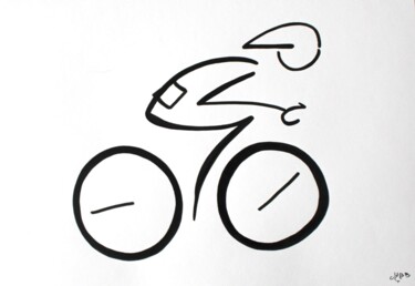 Drawing titled "Cycliste" by Michèle Baylet-Brunet, Original Artwork, Ink