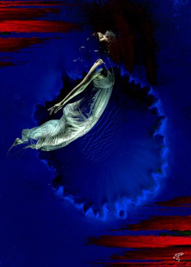 Arte digital titulada "Ange bleu" por Michèle Baylet-Brunet, Obra de arte original, Pintura Digital