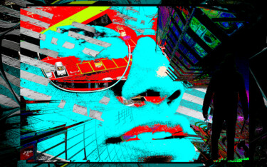 Digitale Kunst mit dem Titel "Reflet urbain" von Michèle Baylet-Brunet, Original-Kunstwerk, Digitale Malerei Auf Aluminium m…