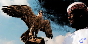 Digitale Kunst mit dem Titel "Falcon with wings" von Michèle Baylet-Brunet, Original-Kunstwerk, Digitale Malerei