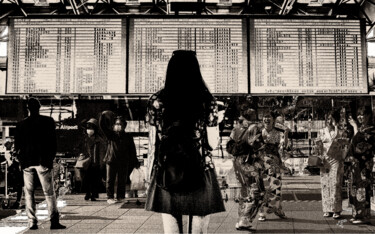 Arte digitale intitolato "Airport waiting att…" da Michèle Baylet-Brunet, Opera d'arte originale, Pittura digitale Montato s…