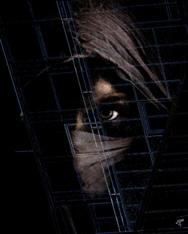 Digitale Kunst mit dem Titel "Piercing eyes" von Michèle Baylet-Brunet, Original-Kunstwerk, Digitale Malerei
