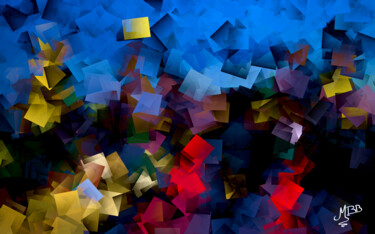 Arts numériques intitulée "Dédale cubique" par Michèle Baylet-Brunet, Œuvre d'art originale, Peinture numérique Monté sur Al…