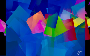 Arte digital titulada "Cubes de couleurs" por Michèle Baylet-Brunet, Obra de arte original, Pintura Digital Montado en Alumi…