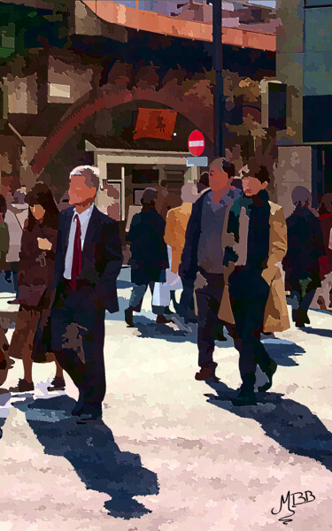 Digital Arts titled "Une rue passante" by Michèle Baylet-Brunet, Original Artwork, Digital Painting