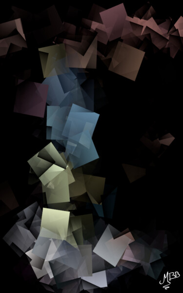Digital Arts titled "Colored cubes" by Michèle Baylet-Brunet, Original Artwork, Digital Painting Mounted on Aluminium