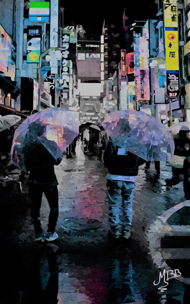 Digitale Kunst mit dem Titel "Umbrella farandole" von Michèle Baylet-Brunet, Original-Kunstwerk, Digitale Malerei Auf Alumin…