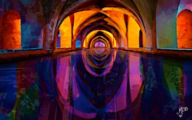 Artes digitais intitulada "Miroir d'eaux" por Michèle Baylet-Brunet, Obras de arte originais, Pintura digital Montado em Alu…