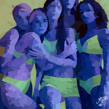 Digitale Kunst mit dem Titel "Sweet girls band" von Michèle Baylet-Brunet, Original-Kunstwerk, Digitale Malerei