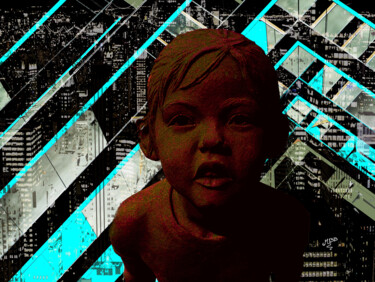 Digitale Kunst mit dem Titel "Petite fille city" von Michèle Baylet-Brunet, Original-Kunstwerk, Digitale Malerei