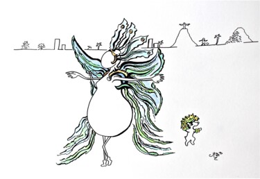 Zeichnungen mit dem Titel "Carnaval de Rio de…" von Michèle Baylet-Brunet, Original-Kunstwerk, Tinte