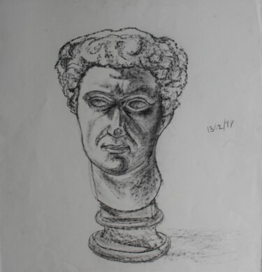 Dibujo titulada "Buste d'homme de Ro…" por Michèle Baylet-Brunet, Obra de arte original, Carbón
