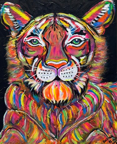 Painting titled "Tigre" by Michèle Boesnach, Original Artwork, Acrylic