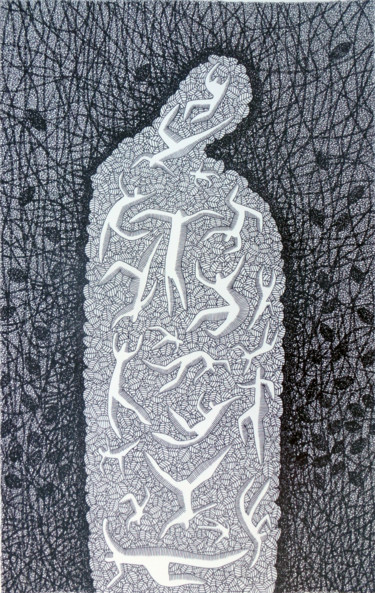 Disegno intitolato "Passiflora incarnata" da Michèle Caranove, Opera d'arte originale