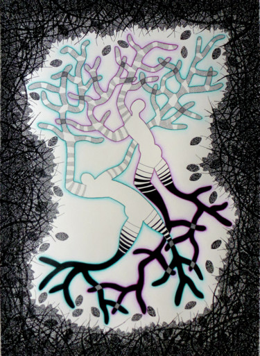 「Les amours brindill…」というタイトルの描画 Michèle Caranoveによって, オリジナルのアートワーク, インク