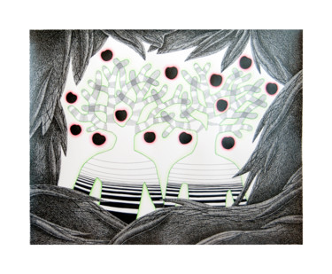 Рисунок под названием "Les âmes fruitières" - Michèle Caranove, Подлинное произведение искусства, Чернила