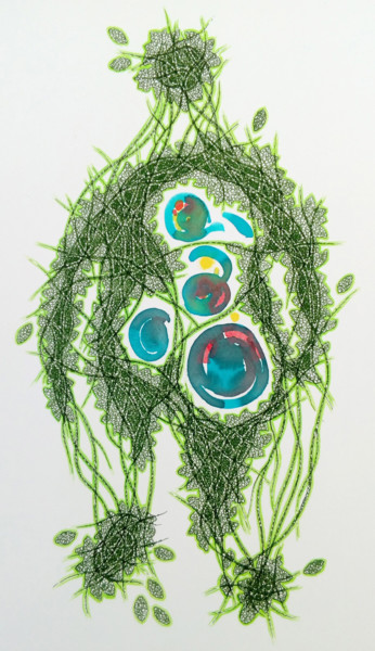 Desenho intitulada "nature humaine" por Michèle Caranove, Obras de arte originais, Tinta
