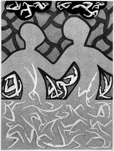 Dibujo titulada "La part des cendres" por Michèle Caranove, Obra de arte original, Tinta