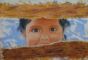 Painting titled "Petit Mexicain -" by Michèle Cerbello (Pastelliste), Original Artwork, Pastel Mounted on Wood Stretcher fra…